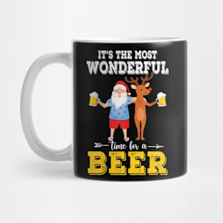 It's the Most Wonderful Time for a Beer Reindeer Santa Tropical Christmas Mug